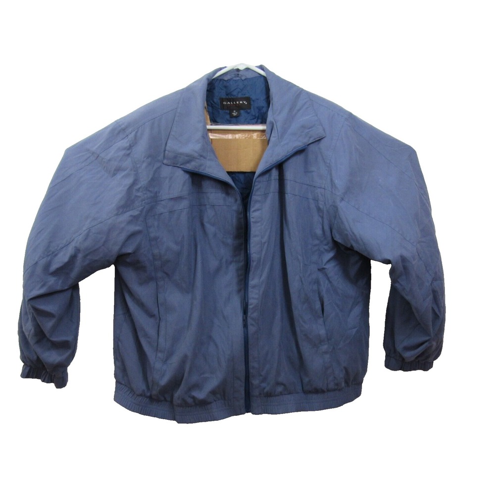 Gallery‎ Sport Women's  Full Zip Jacket Elastic Waist Lined Blue Size XL